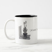 スチルライフ・アロエ・ヴェラポット植物スケッチ現実主義芸術 ツートーンマグカップ (左)