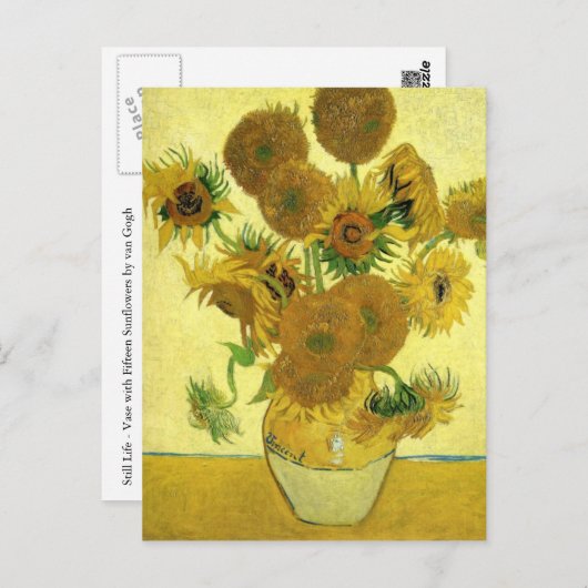スチルライフ – ファンゴッホ15ひまわり付き花瓶 ポストカード (正面/裏面)