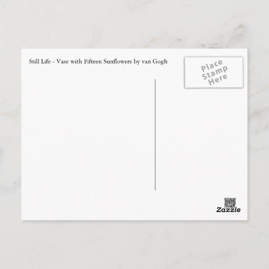 スチルライフ – ファンゴッホ15ひまわり付き花瓶 ポストカード (裏面)