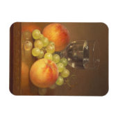 スチルライフ、ワイングラス、2つの桃、フルーツとワイン マグネット (横)