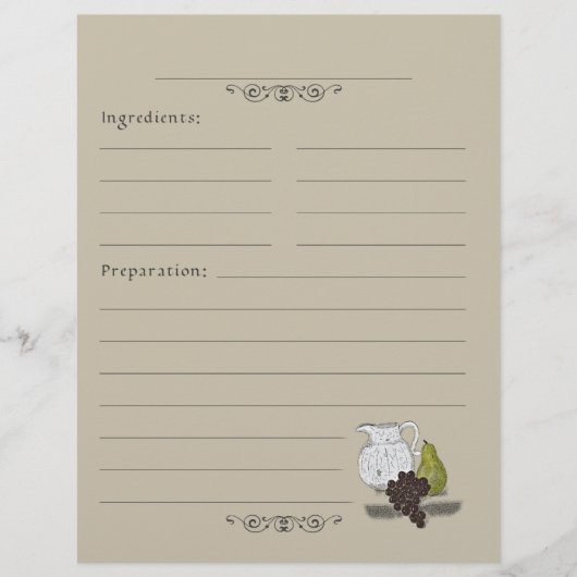 スチル素朴ライフイラストレーションレシピバインダーページ (正面)