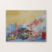 スチル絵画ライフのレトロな化粧バッグ ジグソーパズル (横)