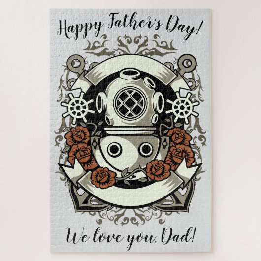 スチービクトリアンムパンク深いシーダイバーレッドローズ ジグソーパズル (縦)