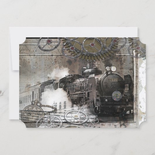 スチームエンジンスチームパンク結婚式招待状 招待状 (正面)