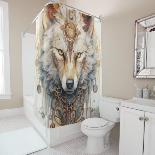 スチームシャドウスチームパンクウルフ シャワーカーテン (インサイチュ)