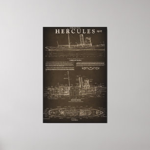 スチームタグボートHERCULES青写真1907 キャンバスプリント