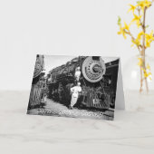 スチームトレインエンジンの写真に鉄道シェフの調理師 カード (黄色い花)