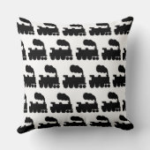 スチームトレインパターン – 黒(白) クッション (裏面)