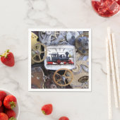 スチームトレインビクトリアンスチームパンクパーティーダイニング スタンダードカクテルナプキン (インサイチュ)