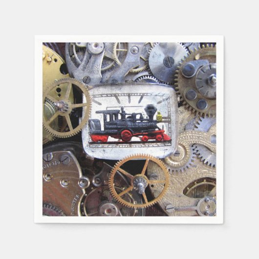 スチームトレインビクトリアンスチームパンクパーティーダイニング スタンダードカクテルナプキン (正面)