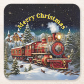 スチームトレインマンズクリスマスパーティー スクエアペーパーコースター (正面)
