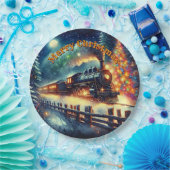 スチームトレインマンズクリスマスパーティー ペーパープレート (パーティー)