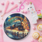 スチームトレインマンズクリスマスパーティー ペーパープレート (パーティー)