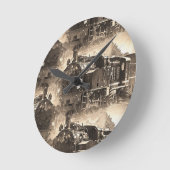 スチームドリームズ – 鉄道エンジン ラウンド壁時計 (傾斜)