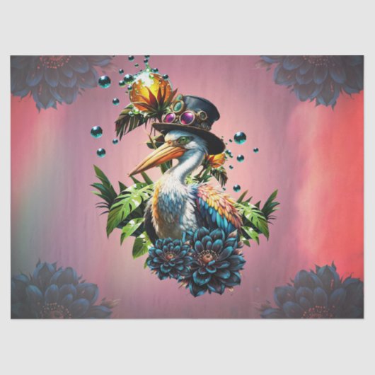 スチームパおもしろいンクハット付きペリカン 薄葉紙 (正面)