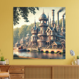 スチームパビクトリアンンク工業工場 キャンバスプリント
