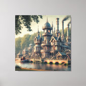 スチームパビクトリアンンク工業工場 キャンバスプリント (正面)