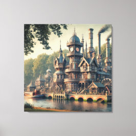 スチームパビクトリアンンク工業工場 キャンバスプリント