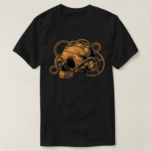 スチームパビクトリアンンク蒸気動力エンジンスカル Tシャツ (デザイン正面)