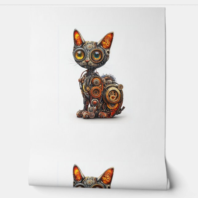 スチームパワーパー – Steampunk Robot Cat 壁紙 (ほどく)