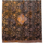 スチームパンクさびたスチールギアカスタムズモノグラム シャワーカーテン (正面)