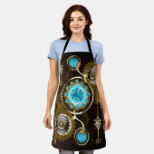 スチームパンクさびた背景(ターコイズレンズ付) エプロン (着用した状態)