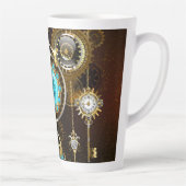 スチームパンクさびた背景(ターコイズレンズ付) カフェラテマグ (右)