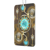 スチームパンクさびた背景(ターコイズレンズ付) カーエアーフレッシュナー (左)