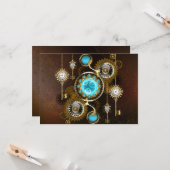 スチームパンクさびた背景(ターコイズレンズ付) カード (正面/裏面インサイチュ)