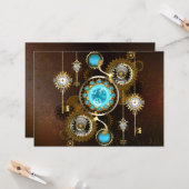スチームパンクさびた背景(ターコイズレンズ付) カード (正面/裏面インサイチュ)