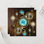 スチームパンクさびた背景(ターコイズレンズ付) カード (正面/裏面インサイチュ)