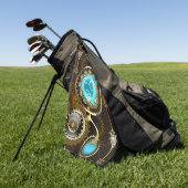 スチームパンクさびた背景(ターコイズレンズ付) ゴルフタオル (グリーン)