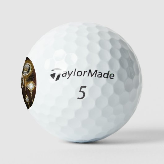 スチームパンクさびた背景(ターコイズレンズ付) ゴルフボール (ロゴ)