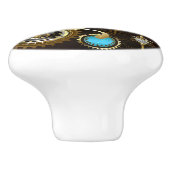 スチームパンクさびた背景(ターコイズレンズ付) セラミックノブ (側面)