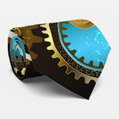 スチームパンクさびた背景(ターコイズレンズ付) ネクタイ (ロール)