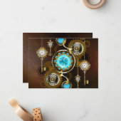 スチームパンクさびた背景(ターコイズレンズ付) ノートカード (正面/裏面インサイチュ)