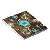 スチームパンクさびた背景(ターコイズレンズ付) ノートパッド (アングル)