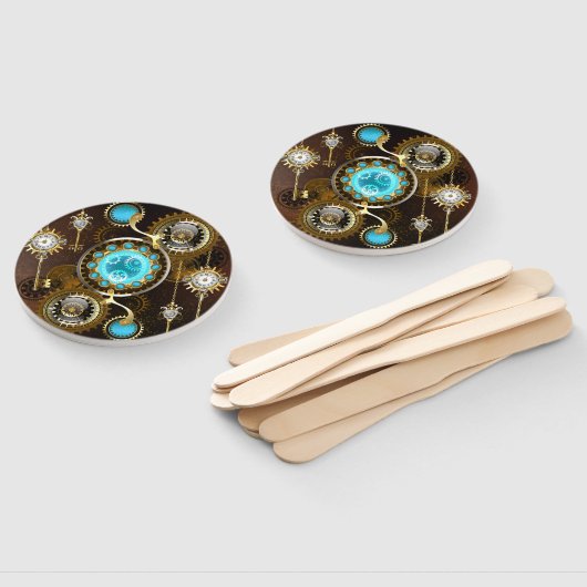 スチームパンクさびた背景(ターコイズレンズ付) ハンドファン (組立なし)