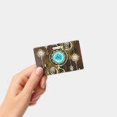 スチームパンクさびた背景(ターコイズレンズ付) バッジ (手持ち)