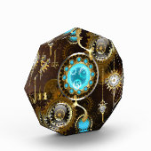 スチームパンクさびた背景(ターコイズレンズ付) フォトブロック (左)