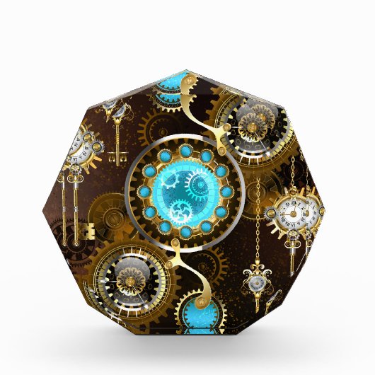 スチームパンクさびた背景(ターコイズレンズ付) フォトブロック (正面)