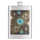 スチームパンクさびた背景(ターコイズレンズ付) フラスク (正面)