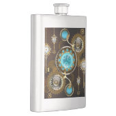 スチームパンクさびた背景(ターコイズレンズ付) フラスク (右)