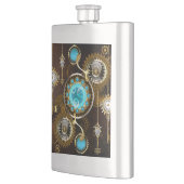 スチームパンクさびた背景(ターコイズレンズ付) フラスク (左)