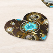 スチームパンクさびた背景(ターコイズレンズ付) ペーパーコースター (アングル)