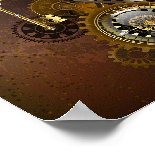 スチームパンクさびた背景(ターコイズレンズ付) ポスター (角)