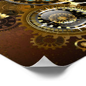 スチームパンクさびた背景(ターコイズレンズ付) ポスター (角)