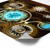 スチームパンクさびた背景(ターコイズレンズ付) ポスター (角)