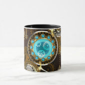 スチームパンクさびた背景(ターコイズレンズ付) マグカップ (中央)