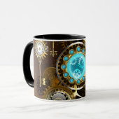 スチームパンクさびた背景(ターコイズレンズ付) マグカップ (正面左)
